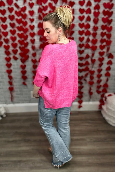 Bubblegum Pink Lightweight Oversized Boxy Sweater - Davi & Dani