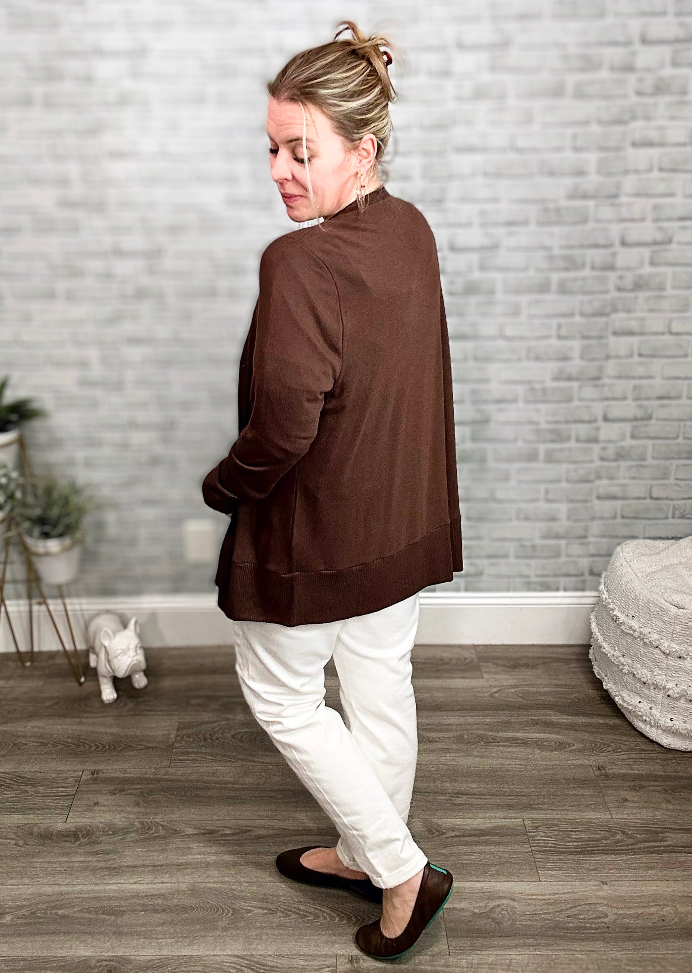 Long Sleeve Snap Cardigan - Chocolate Brown