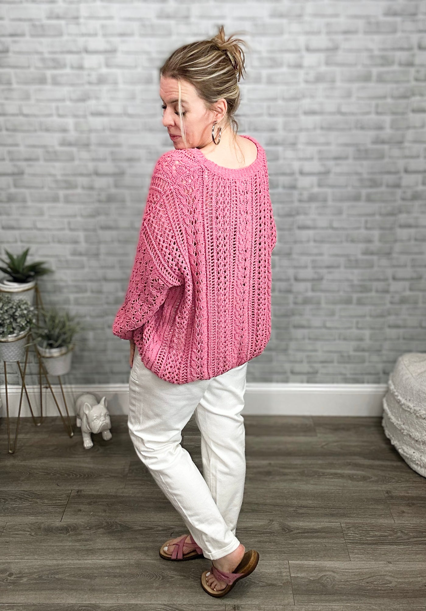 Luxe Open Rose Pink Knit Chenille Sweater {Umgee}
