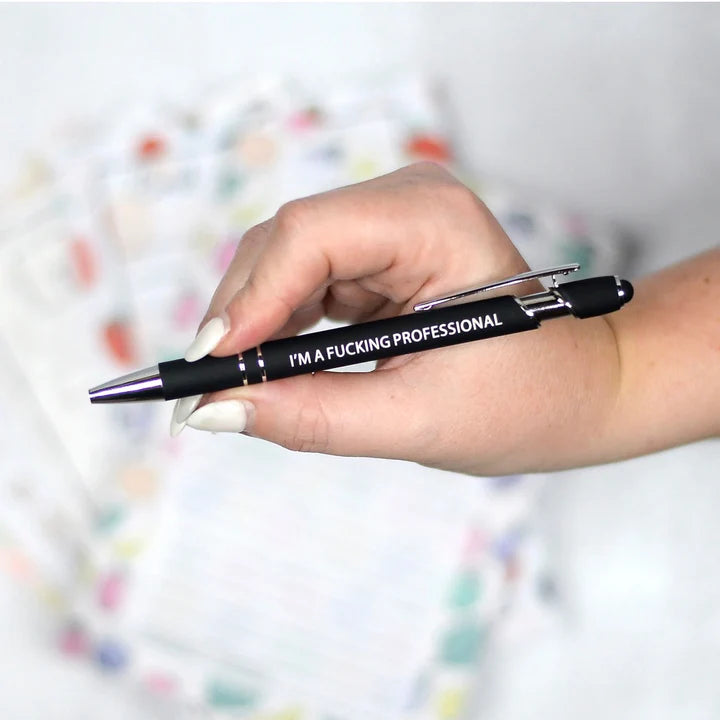 Humorous Pens from Mugsby - Rubberized Barrel and Integrated Stylus Tip