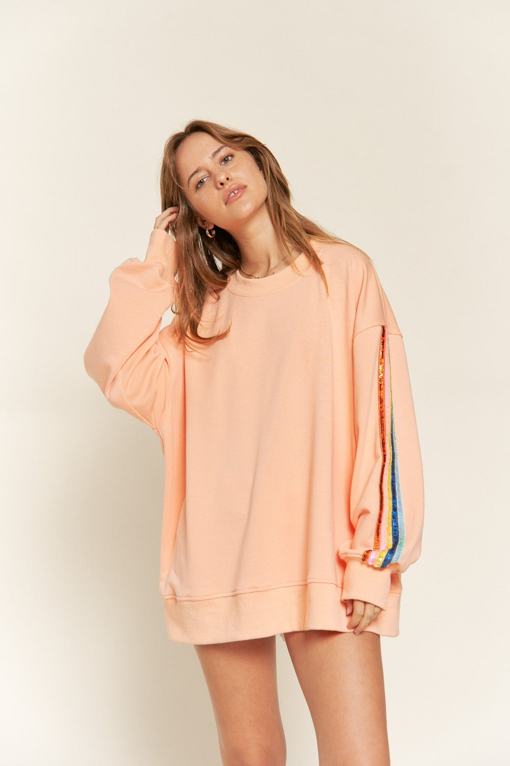 Jade by Jane Loose Fit Rainbow Sequined Sweatshirt