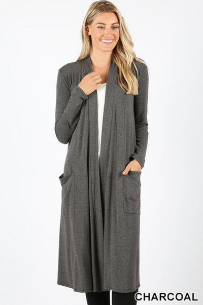 Many Colors! Slouchy Pocket Duster Length Cardigan