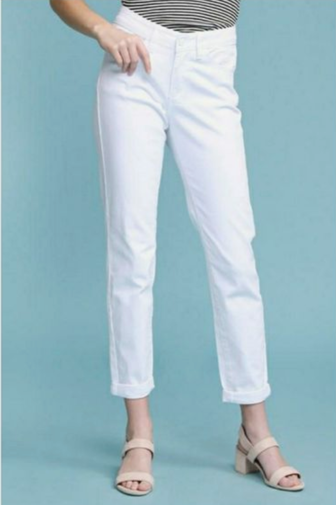 Judy Blue Non Distressed Mid Rise Boyfriend Fit White Jeans