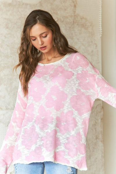 2 Colors - Lightweight Spring Flower Sweaters