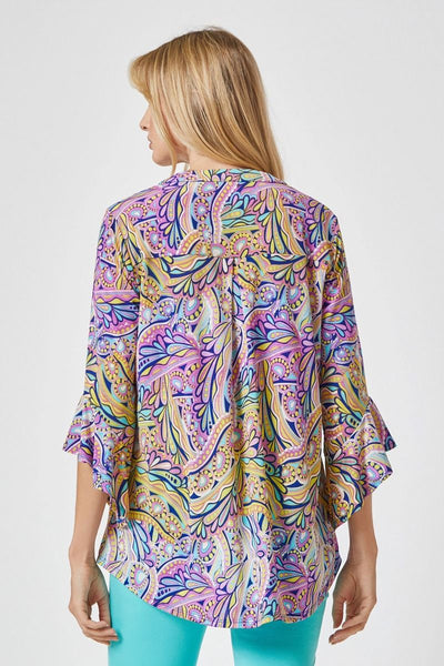 Faith Medallion Print Bell Sleeve Top - Wrinkle Free - Dear Scarlett