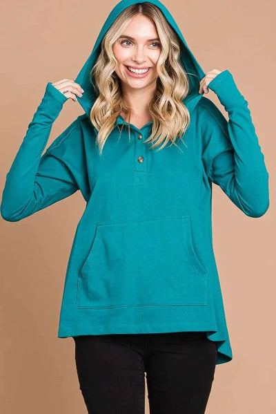 Oversized Flare Hoodie with Kangaroo Pockets and Thumbholes