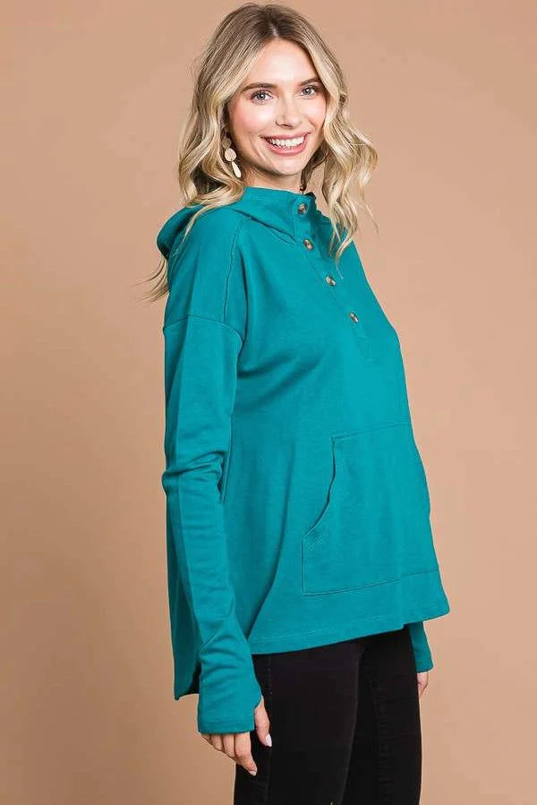 Oversized Flare Hoodie with Kangaroo Pockets and Thumbholes