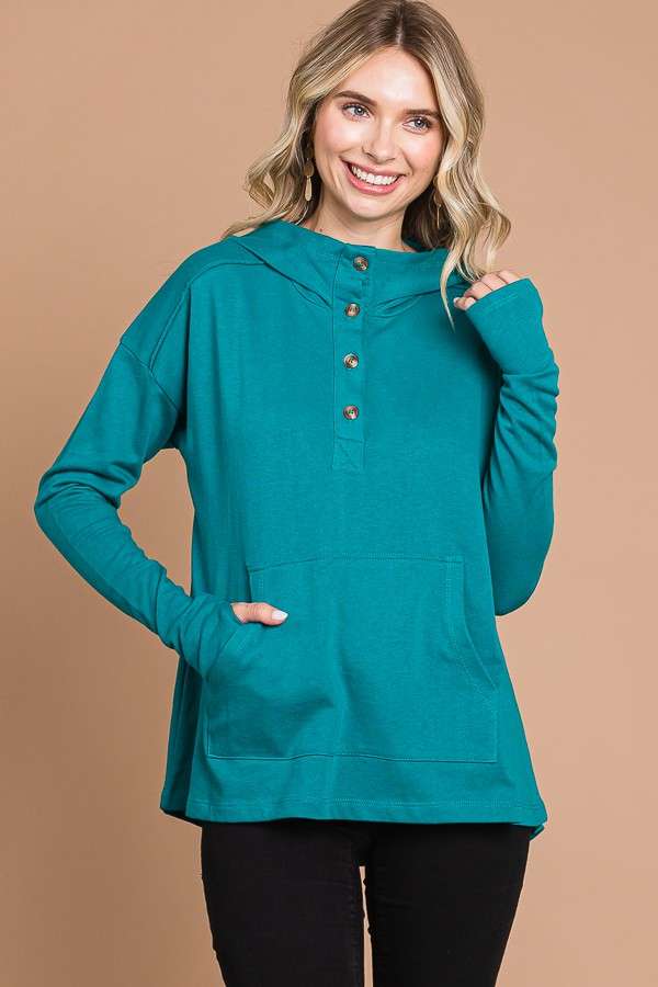 Oversized Flare Hoodie with Kangaroo Pockets and Thumbholes