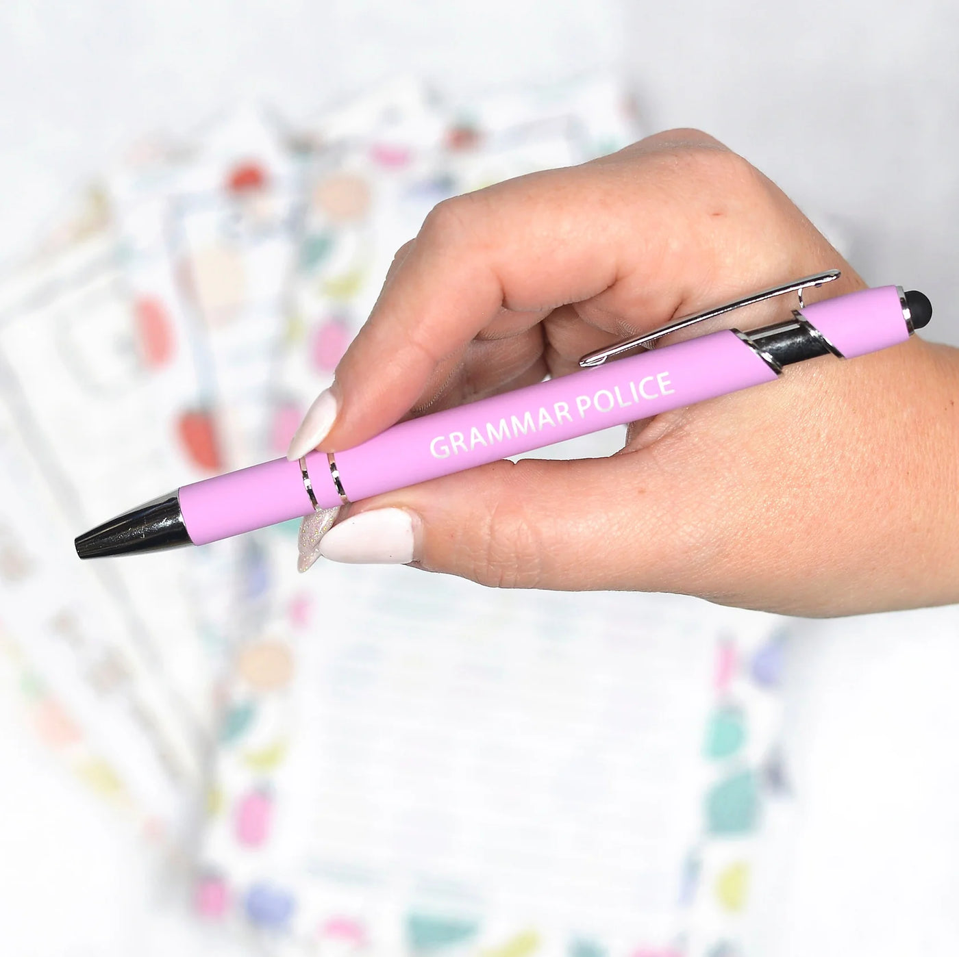 Humorous Pens from Mugsby - Rubberized Barrel and Integrated Stylus Tip