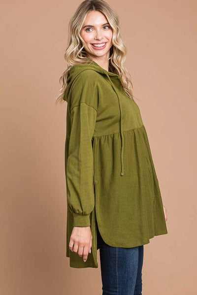 Oversized Babydoll High Low Zip Up Hoodie