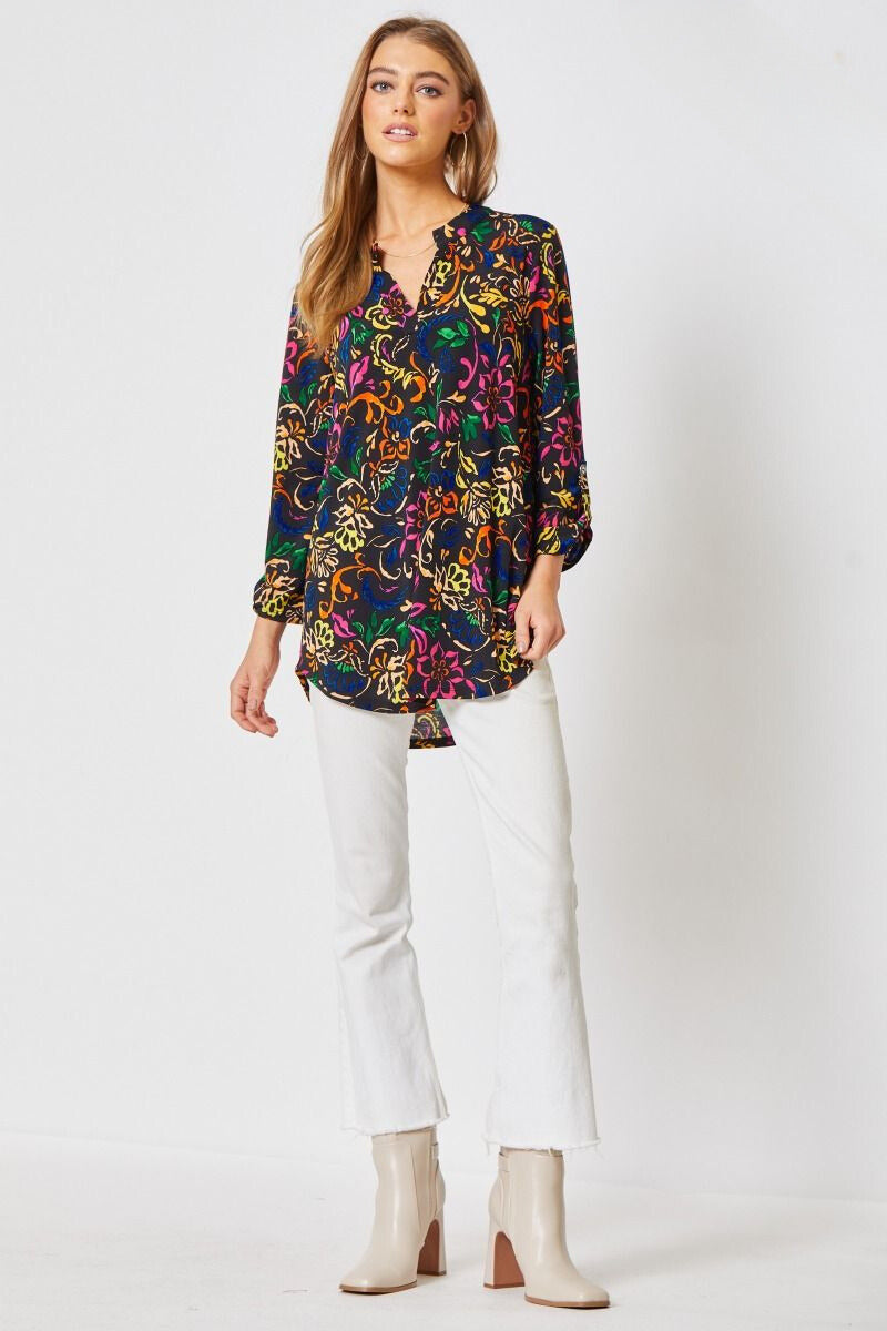 3/4 Sleeve Black & Brights LIZZY Top - Wrinkle Free - Dear Scarlett