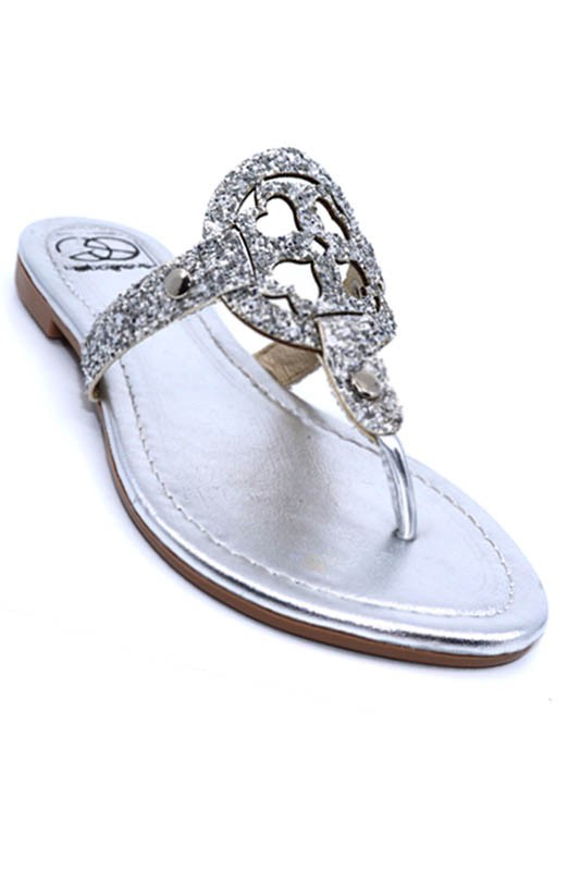 Silver and Gold Glitter Lulu Flip Flop Sandals
