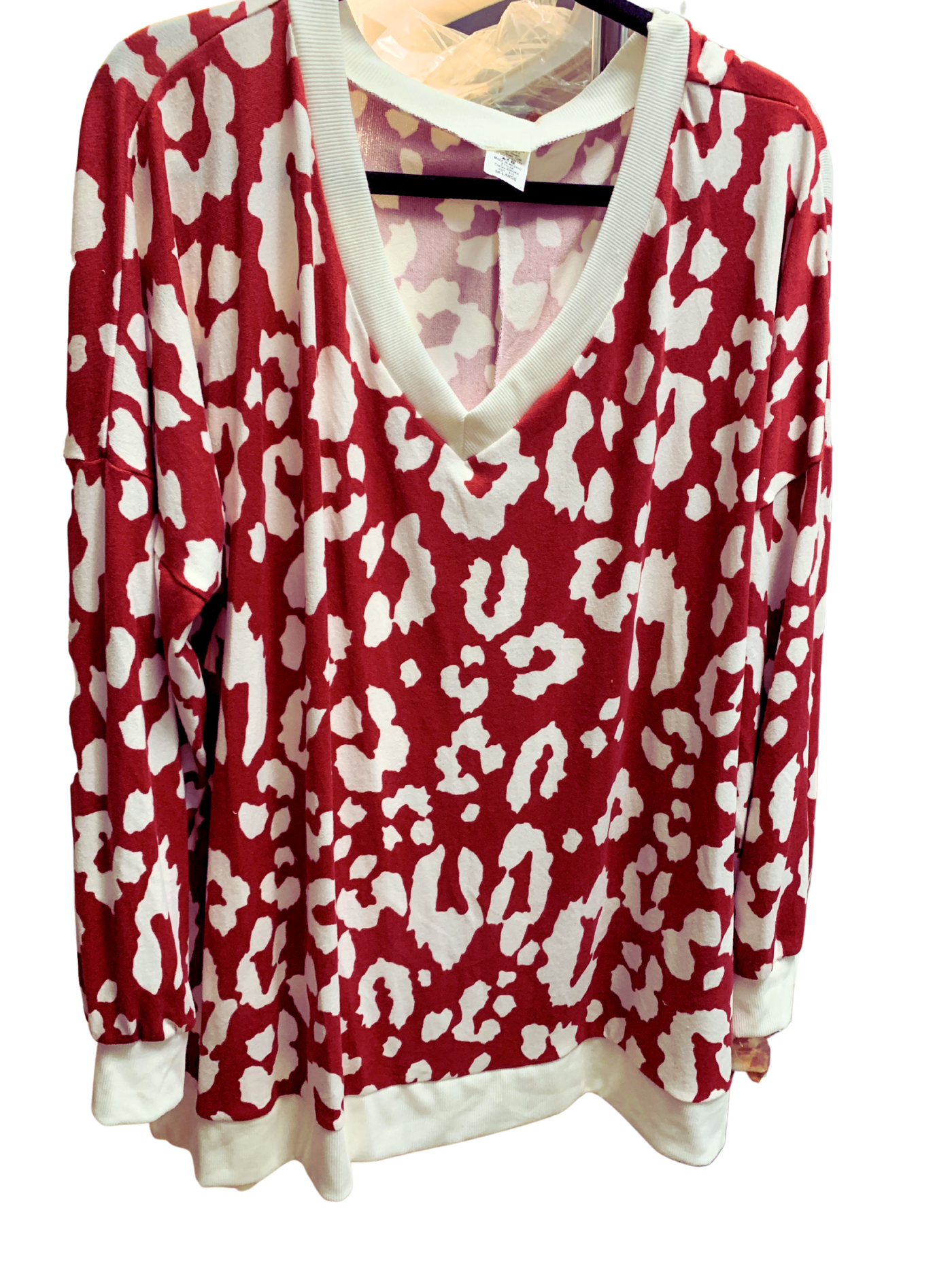 SO SOFT Ruby & Ivory Animal Print V-Neck Top