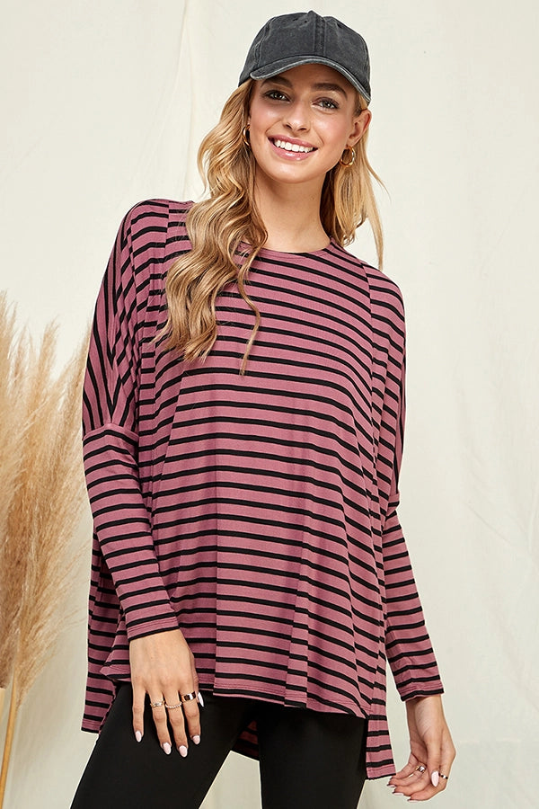 Striped Long Sleeve Boxy Top