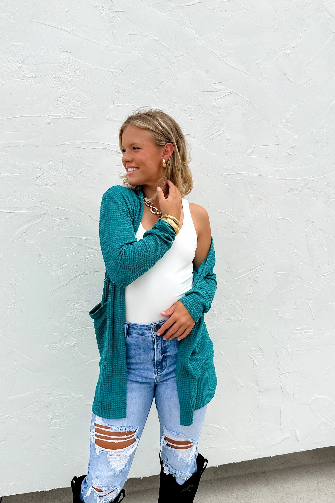 NEW SPRING COLORS ADDED! Lola Waffle Knit Cardigan - Blakeley