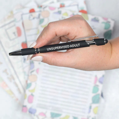 Humorous Pens from Mugsby - Rubberized Barrel and Integrated Stylus Tip