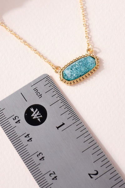 18" Teal Druzy Stone Necklace