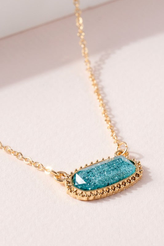 18" Teal Druzy Stone Necklace