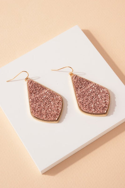 Tear Drop Shaped Dangling Druzy Stone Earrings