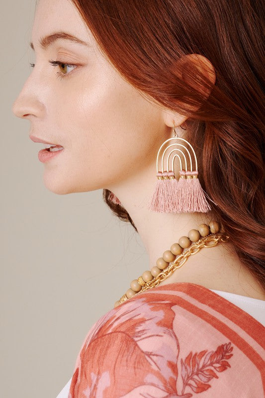 Rainbow Arch Earrings with Tassel Details