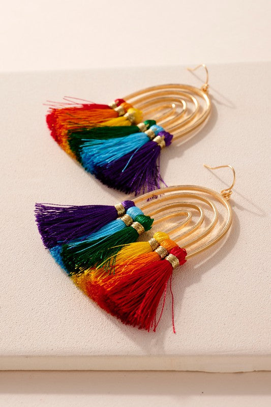 Rainbow Arch Earrings with Tassel Details