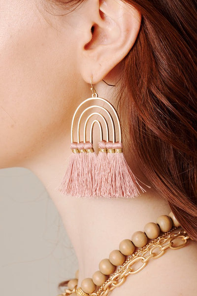 Rainbow Arch Earrings with Tassel Details