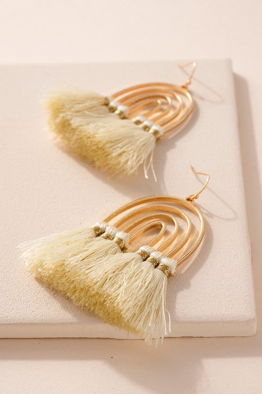 Rainbow Arch Earrings with Tassel Details