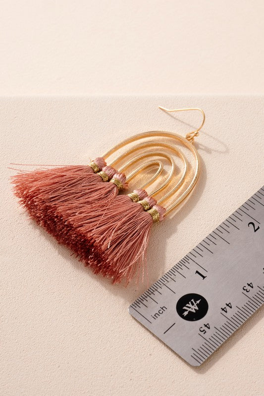 Rainbow Arch Earrings with Tassel Details