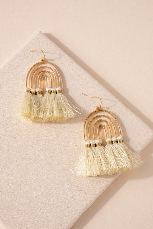 Rainbow Arch Earrings with Tassel Details