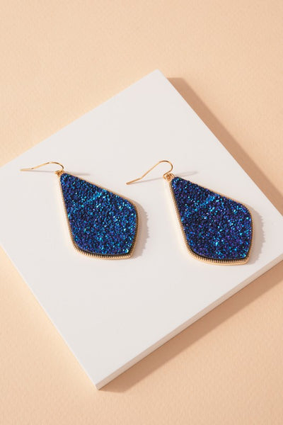 Tear Drop Shaped Dangling Druzy Stone Earrings