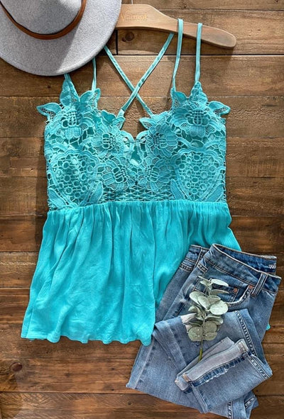 Many Colors - Blakeley Lace Babydoll Swing Tank Top