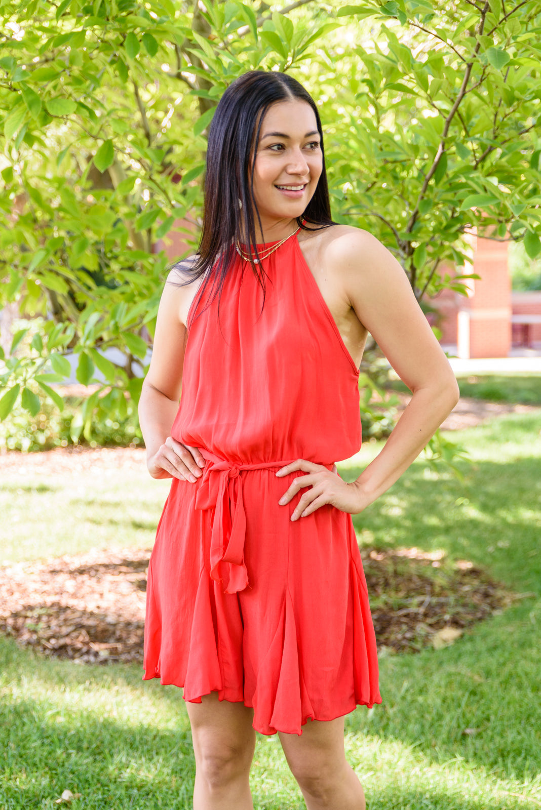 Bring You Along Red Shorts Romper