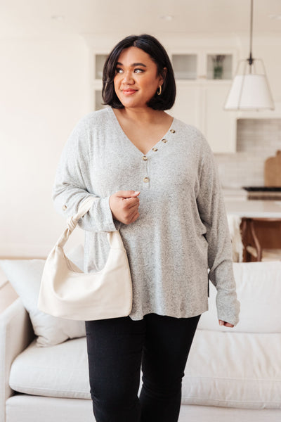 Feeling Cozy Top In Heather Gray