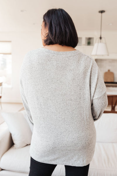 Feeling Cozy Top In Heather Gray