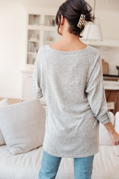 Feeling Cozy Top In Heather Gray