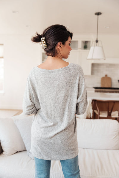 Feeling Cozy Top In Heather Gray