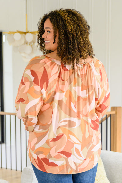 Split Neckline Long Sleeve Blouse In Clay - Andree by Unit