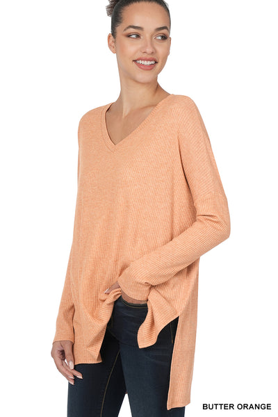 Soft and Cozy Ribbed Oversized Hi Low Tunic