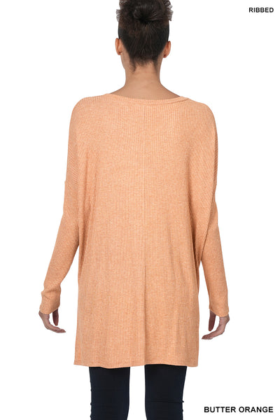 Soft and Cozy Ribbed Oversized Hi Low Tunic