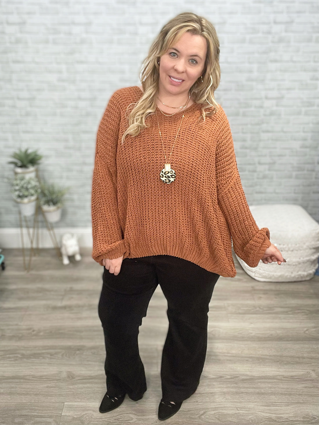 Seasonal Shift Chenille Knit Sweater In Toffee