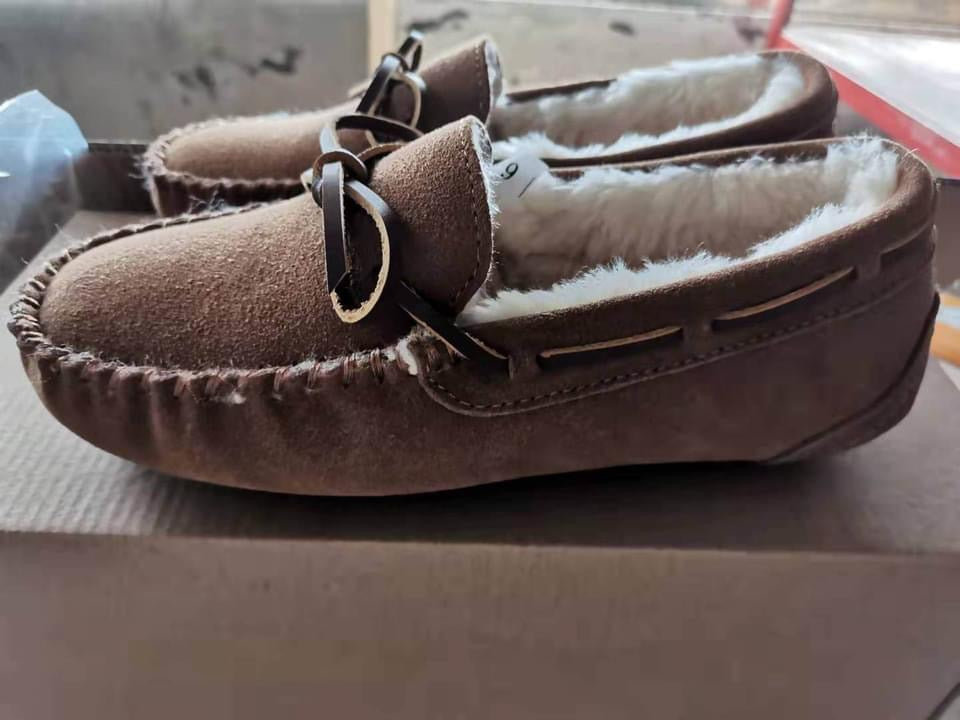 A Treat for your Feet!  Fur Lined Moccasins - Tan or Pink