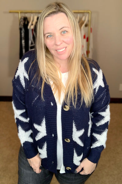 It's in the Stars Navy & White Sweater Cardigan {And the Why}