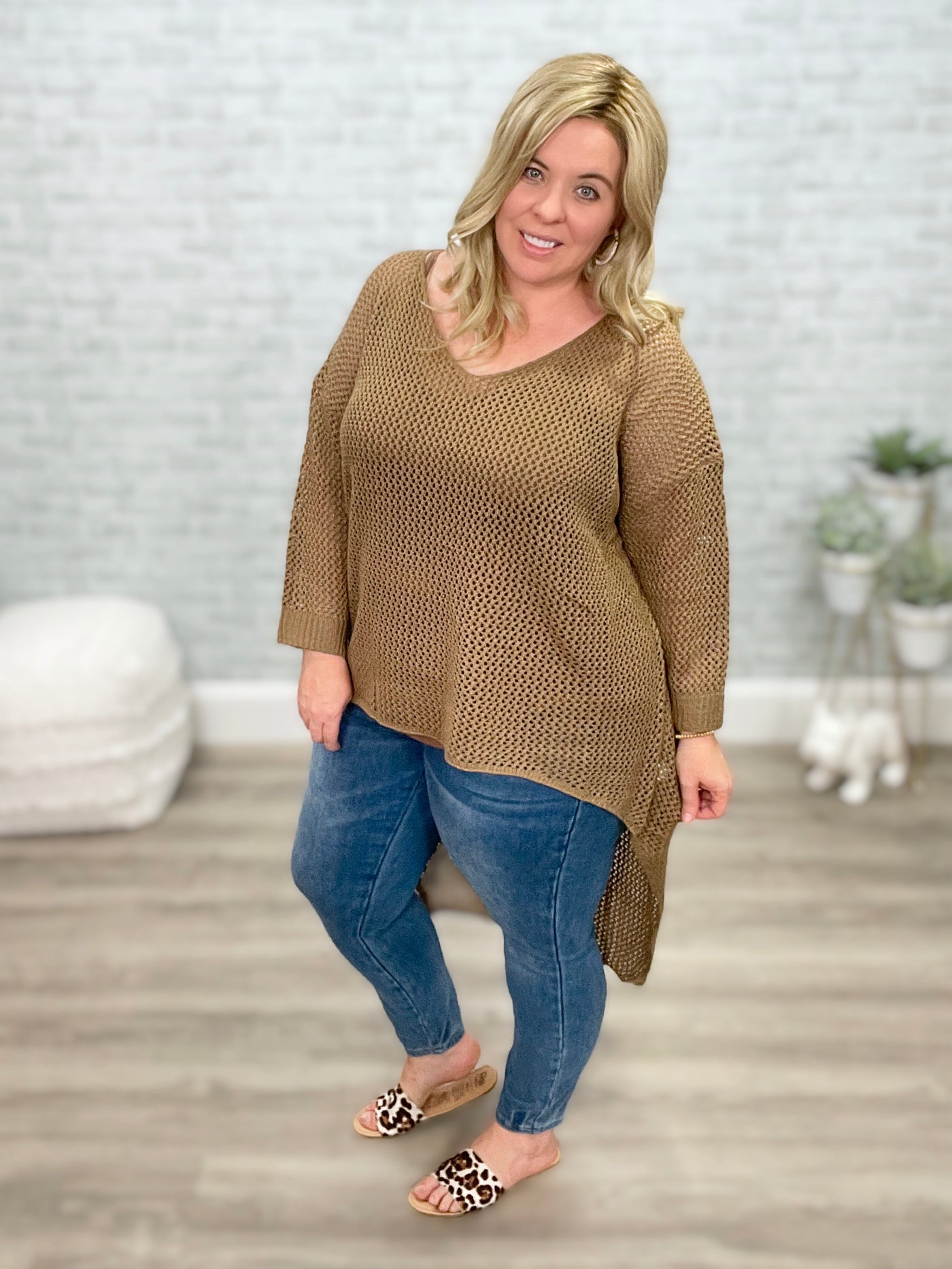 Soft Hi Lo Open Knit Sweater from Blakeley