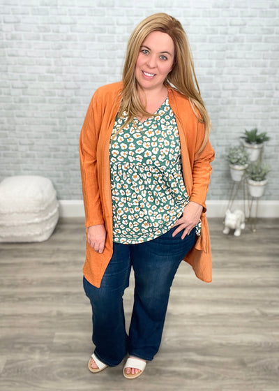 Open Front Cardigan with pockets - Pumpkin Spice