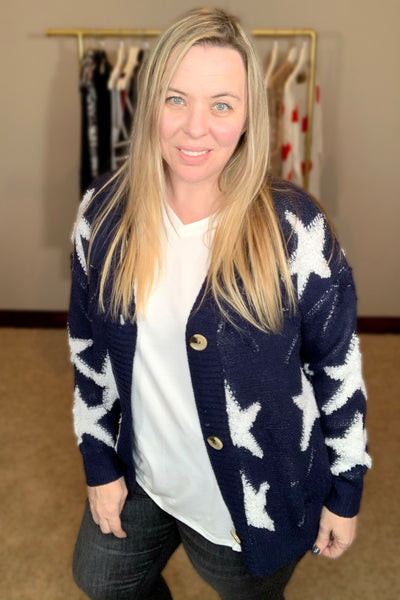 It's in the Stars Navy & White Sweater Cardigan {And the Why}