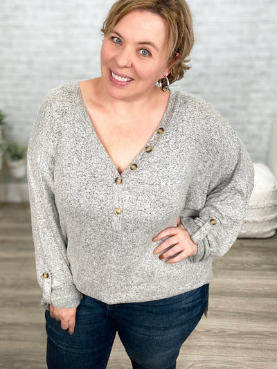 Feeling Cozy Top In Heather Gray