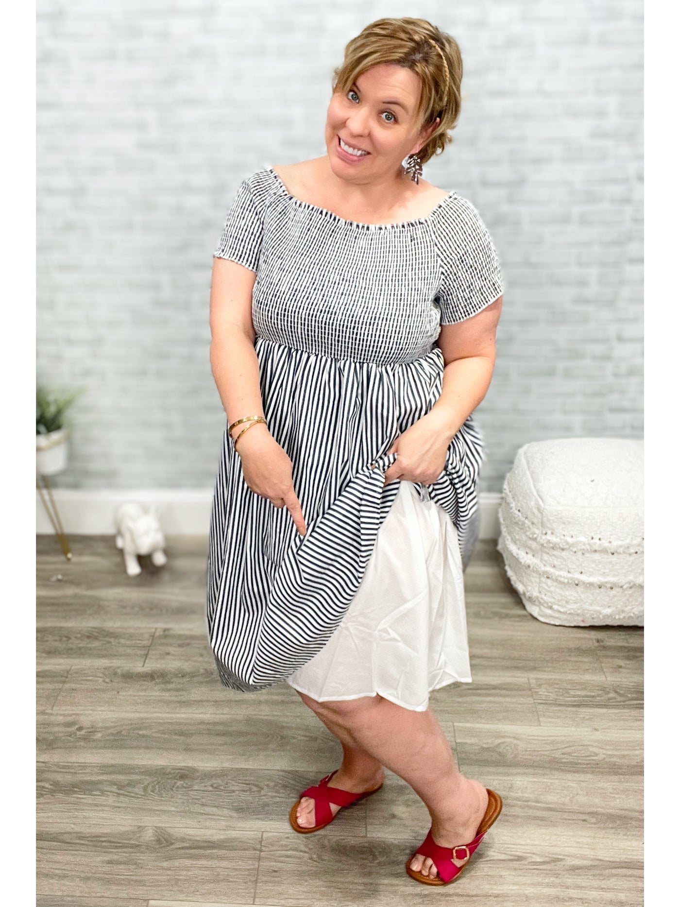 Blakeley On or Off Shoulder Smocked Dress