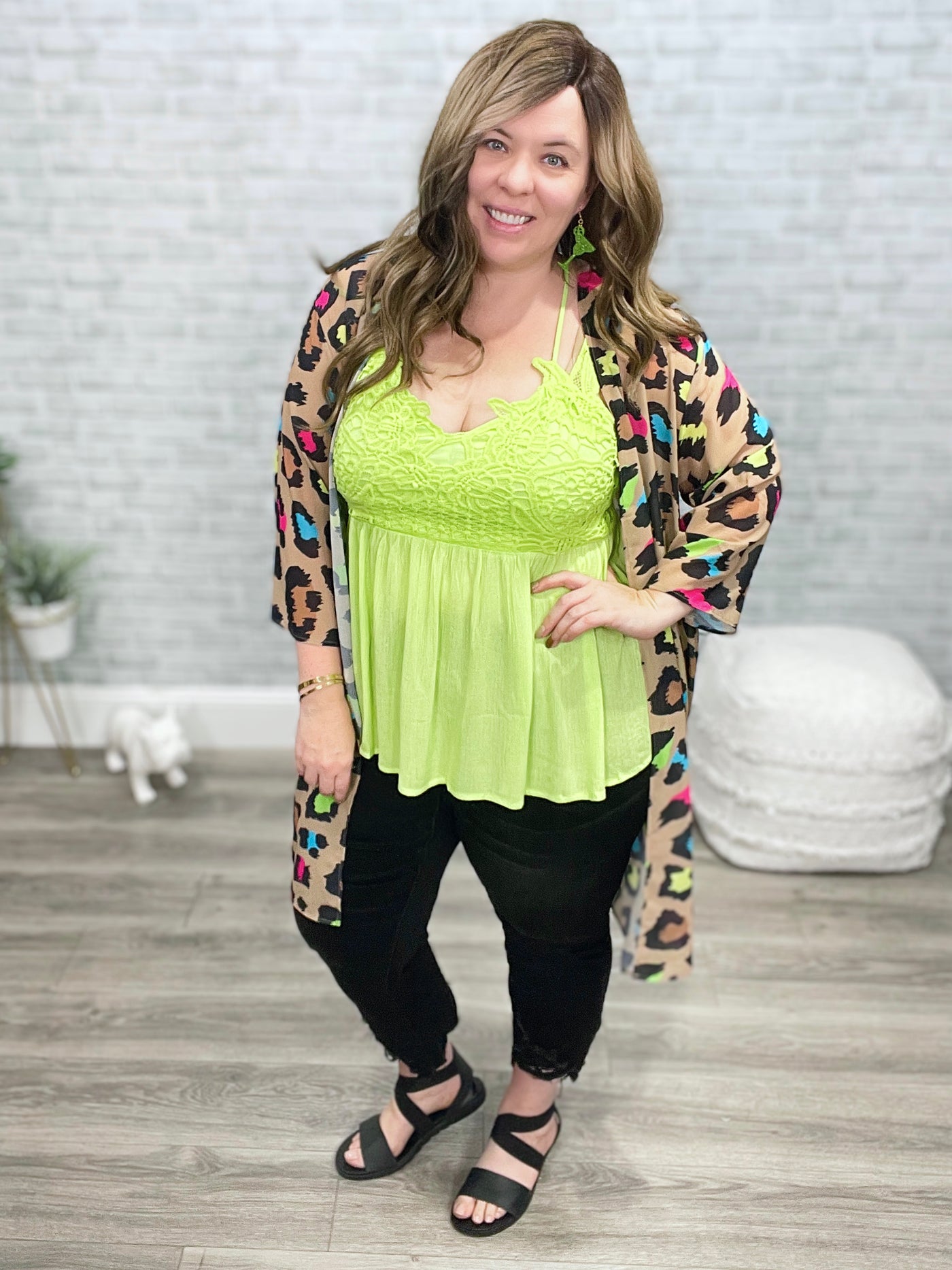 Splash of Color Leopard Print Kimono - Jess Lea