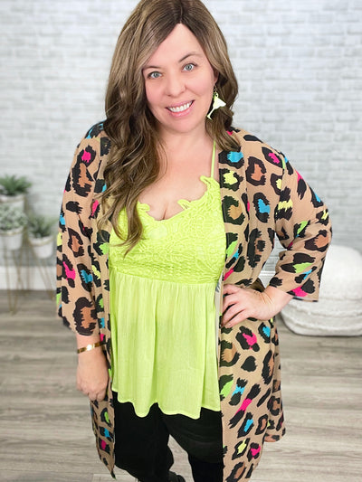 Splash of Color Leopard Print Kimono - Jess Lea