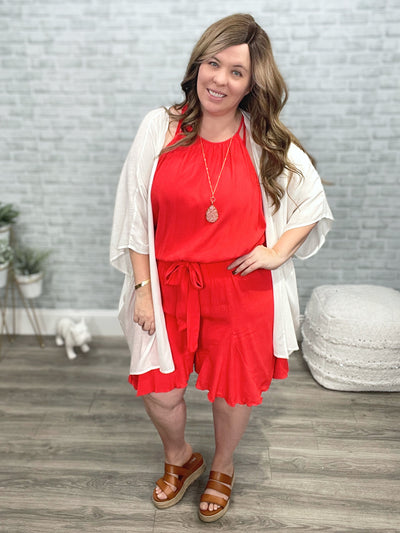 Bring You Along Red Shorts Romper